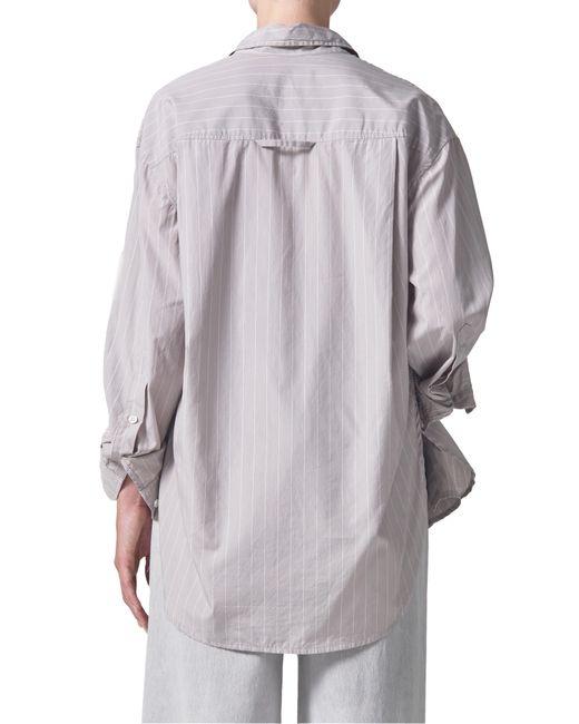 Citizens of Humanity Gray Kayla Stripe Oversize Poplin Button-up Shirt