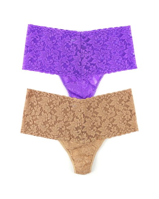 Hanky Panky Purple Assorted 2-pack Retro High Waist Thongs