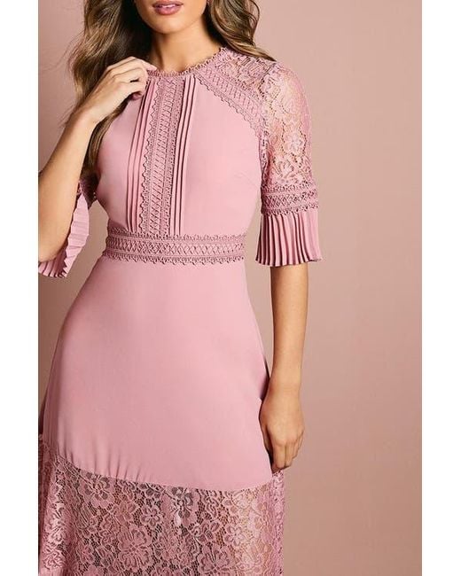 Coast Pink Lace Insert Midi Dress