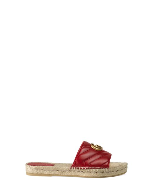 gucci pilar straw espadrille slides