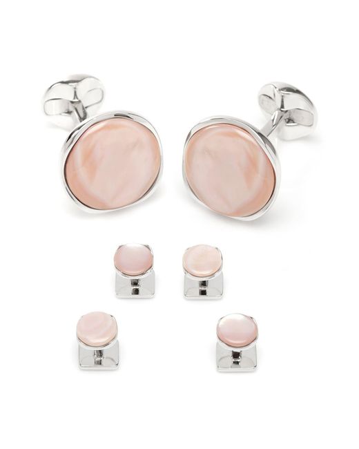 Cufflinks Inc. Pink Mother-Of-Pearl Cuff Links & Shirt Stud Set for men