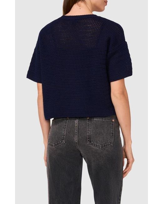 Halogen® Black Open Stitch Crewneck Sweater