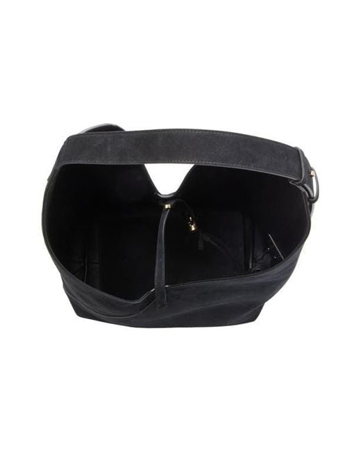 Ferragamo Origami Suede Hobo Bag in Black | Lyst