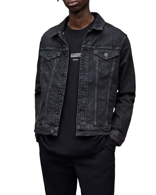 AllSaints Sheba Denim Jacket in Black for Men | Lyst
