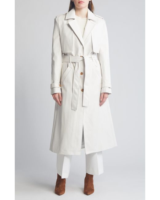 Vince Camuto Women's Faux-Leather Belted Trench Coat - Macy's