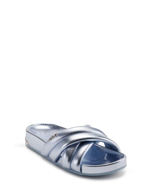 DKNY Blue Crisscross Strap Slide Sandal