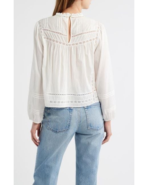 Rails White Reyna Lace Inset Cotton Peasant Top