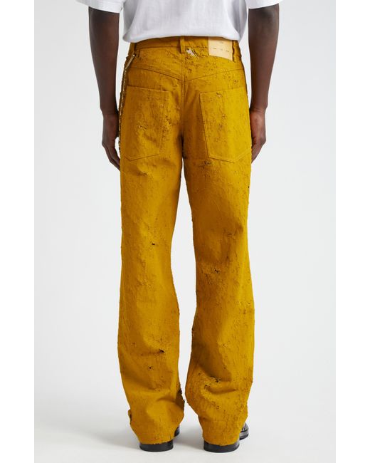 Song For The Mute Yellow Bullet Hole Denim Work Pants for men