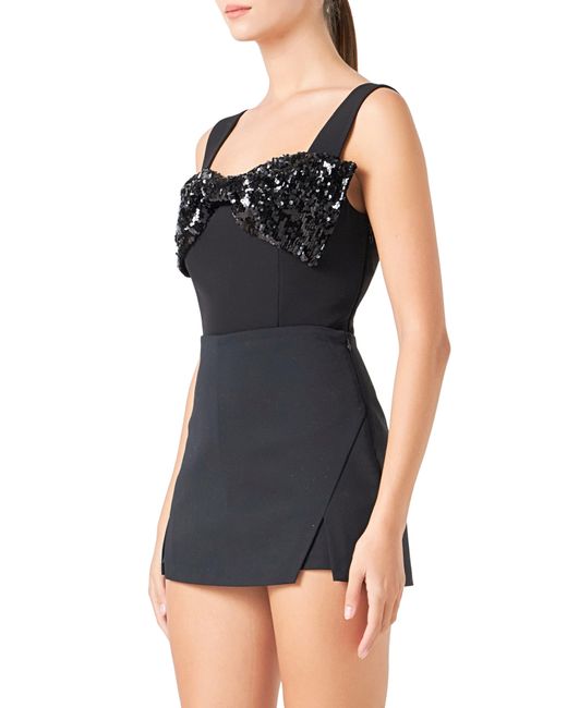 Endless Rose Black Sequin Bow Stretch Tank