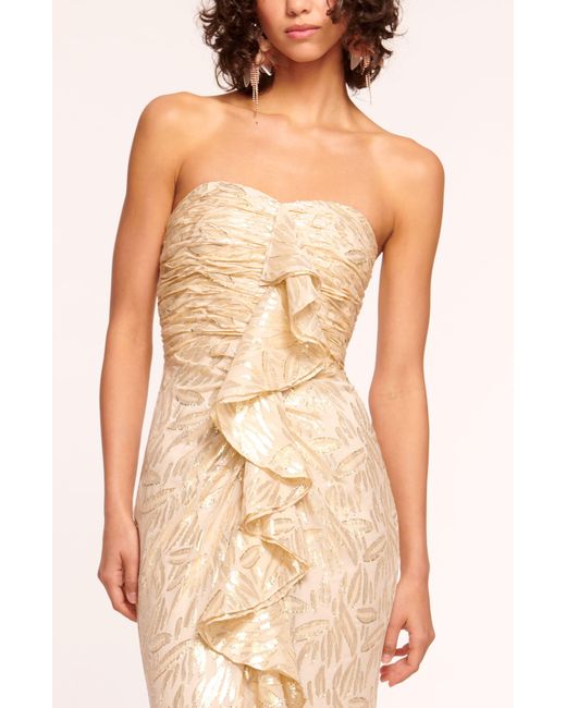 Ramy Brook Multicolor Goldie Strapless Metallic Silk Gown