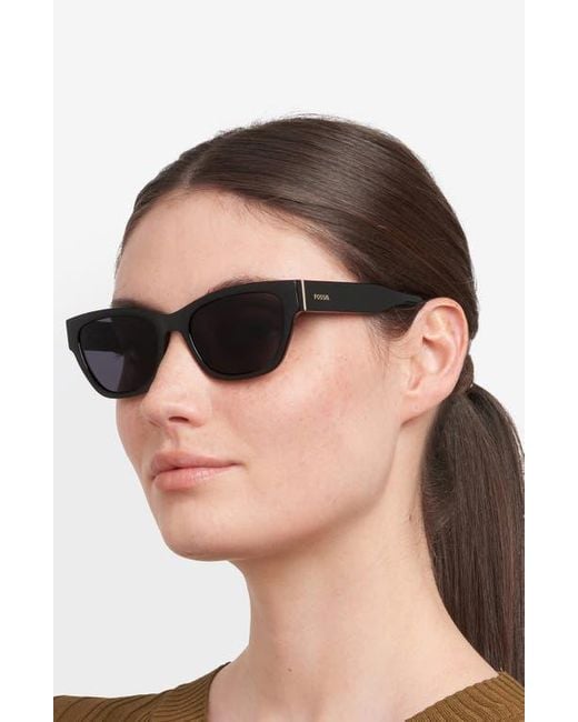Fossil Blue 55Mm Rectangular Sunglasses