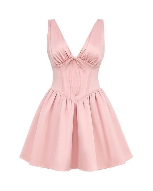 House Of Cb Pink Emmeliette Satin Minidress