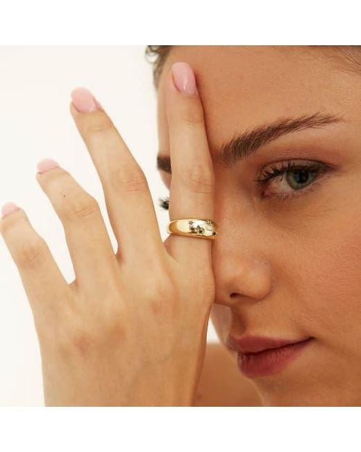 Spero London Metallic Celestial Star Sterling Dome Ring With Stones