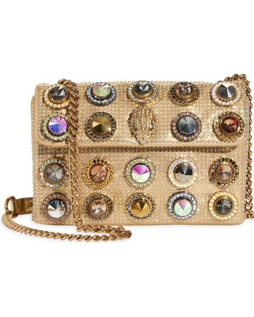 Kurt Geiger Metallic Medium Kensington Octavia Crystal Leather Convertible Crossbody Bag