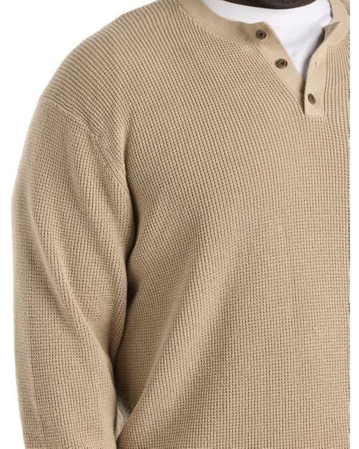 Oak Hill by DXL Natural Big & Tall Henley Waffle-Knit Sweater for men