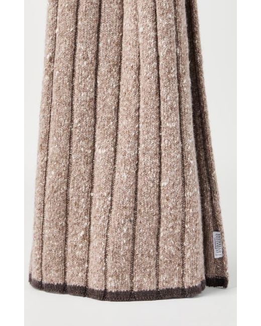 Brunello Cucinelli Brown Cashmere Knit Scarf for men