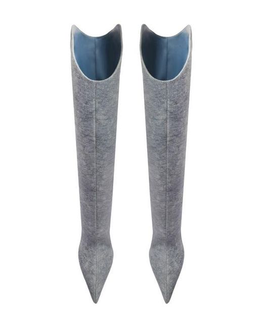 SCHUTZ SHOES Gray Maryann Up Curve Pointed Toe Tall Boot