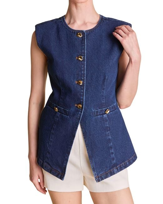 Endless Rose Blue Button Cutaway Vest