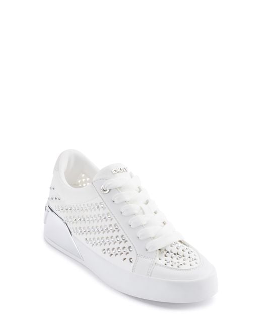 DKNY White Maben Rhinestone Sneaker