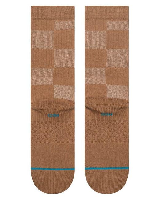 Stance Brown Down And Out Geo Jacquard Cotton Blend Crew Socks for men