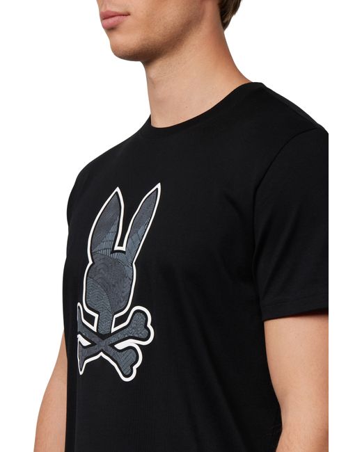 Psycho Bunny Black Lenox Graphic T-shirt for men