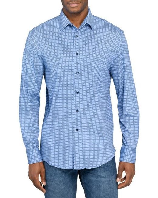 Brooklyn Brigade Blue Mosaic Print Knit Long Sleeve Basic for men