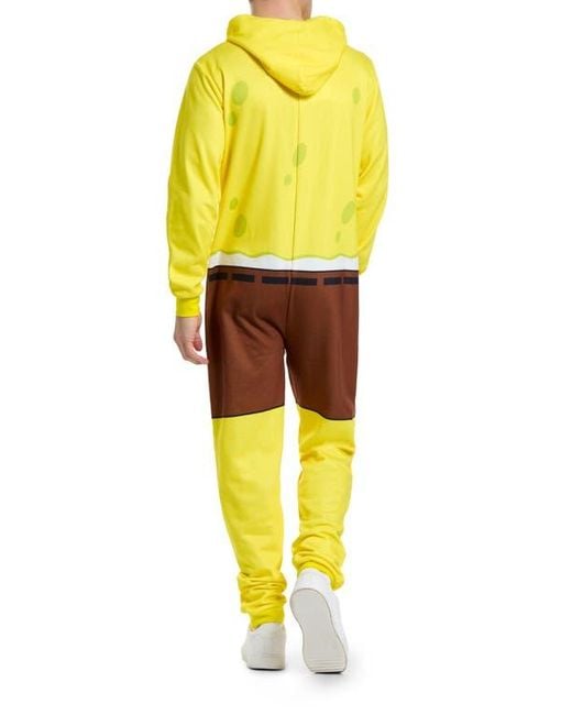 Opposuits Yellow Spongebob Hooded Jumpsuit for men
