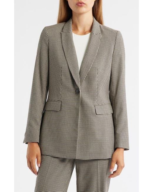 Anne Klein Gray Herringbone One-Button Blazer