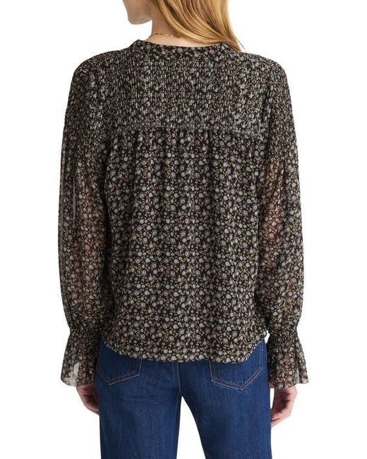 Madewell Black Semisheer Split Neck Top