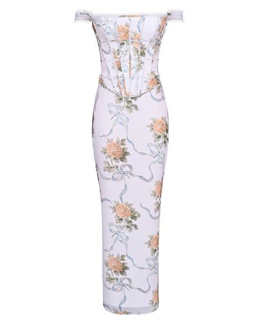 House Of Cb Multicolor Clemmie Georgette Column Gown