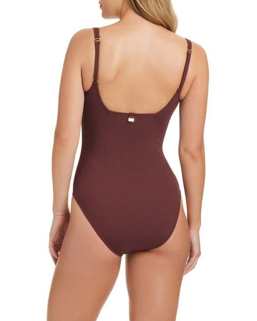 Rod Beattie Purple Square Neck Underwire One-Piece Swimsuit