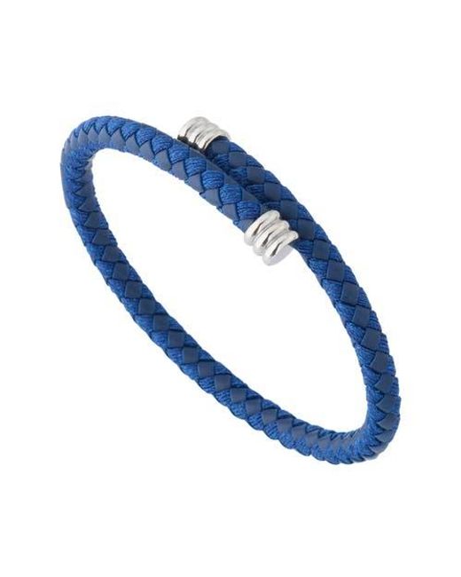 Link Up Brown Flexible Braided Leather Bracelet With Stainless Steel End Caps for men