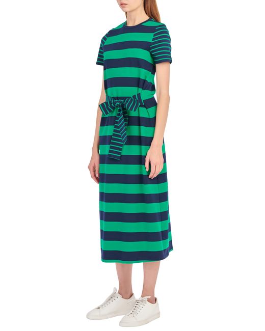 English Factory Green Stripe Tie Front Midi T-shirt Dress