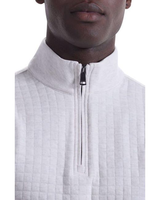 Bugatchi Gray Waffle Quarter Zip Cotton Blend Pullover for men