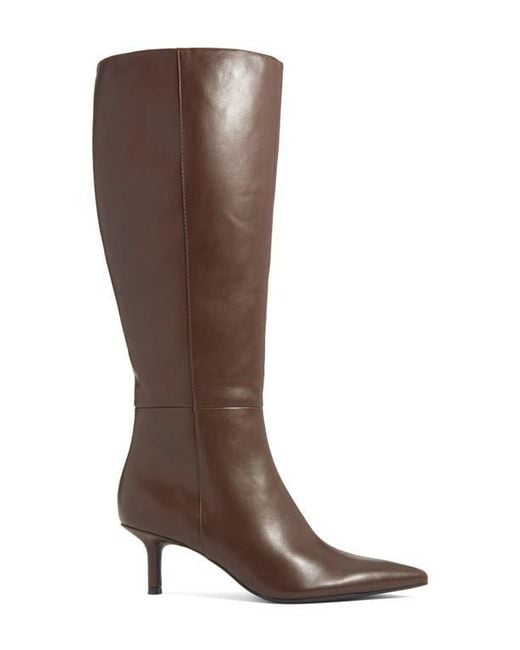 Open Edit Brown Elara Pointed Toe Knee High Boot