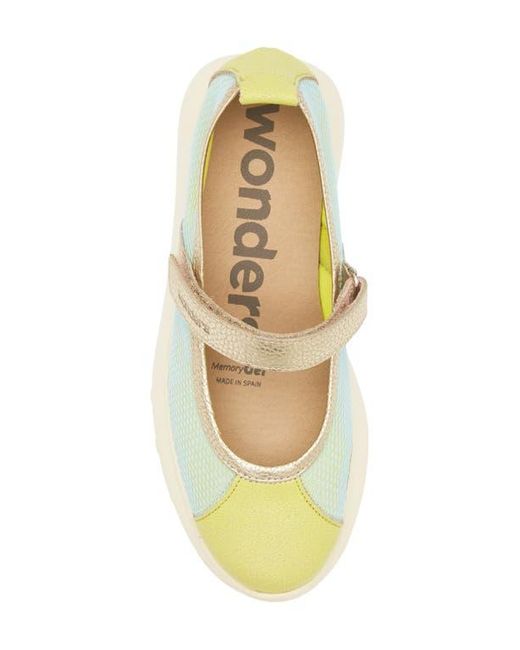 Wonders Yellow Mesh & Leather Flat