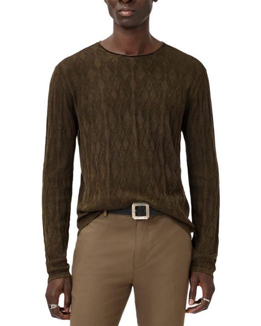 John Varvatos Brown Brycen Broken Argyle Organic Cotton Sweater for men