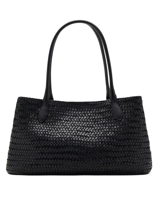 Mango Black Braided Leather Shoulder Bag