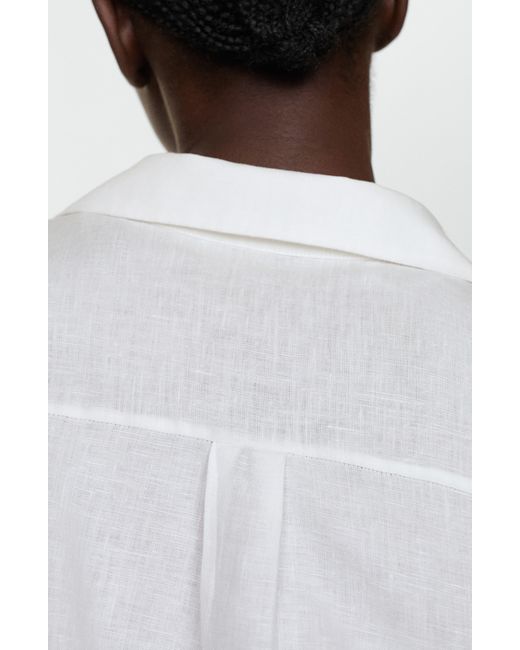 Mango White Button-up Linen Shirt