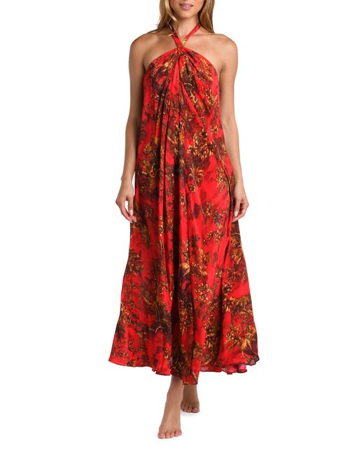 L'Agence Red Geneva Print Cover-up Dress