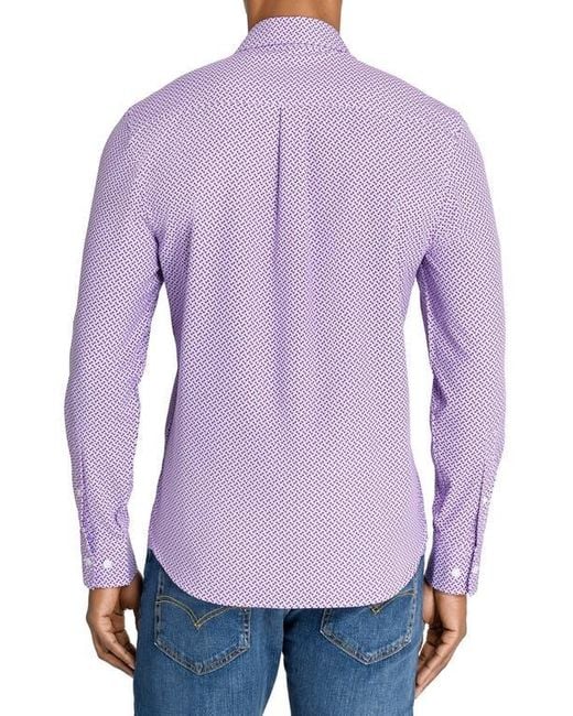 Con.struct Purple Slim Fit Mosaic Dot Recycled 4-Way Stretch Performance Long Sleeve Shirt for men