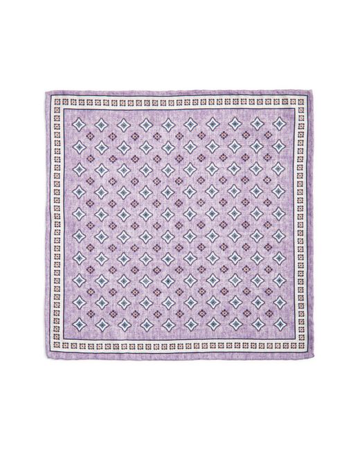 Edward Armah Purple Neat & Check Prints Reversible Silk Pocket Square for men