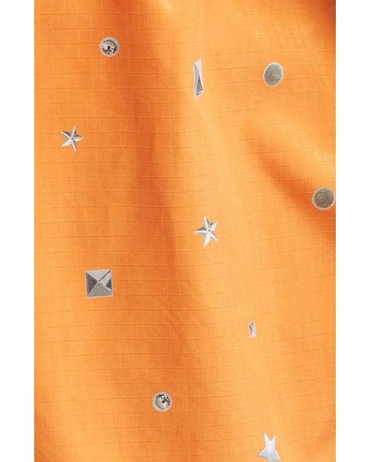 Acne Orange Walter Stud Print Swim Trunks for men