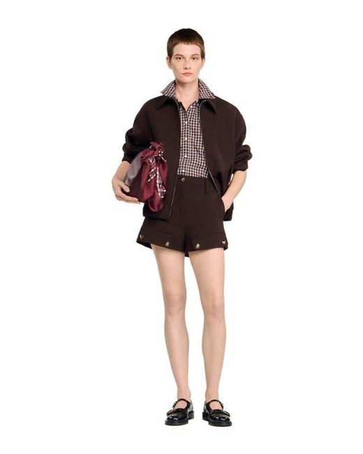 Sandro Brown Buttoned Carpenter Shorts