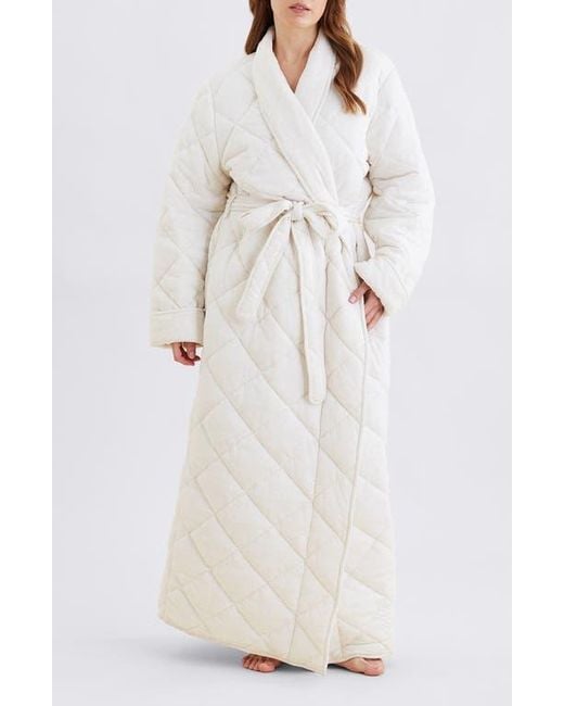 Papinelle White Quilted Cotton Maxi Robe