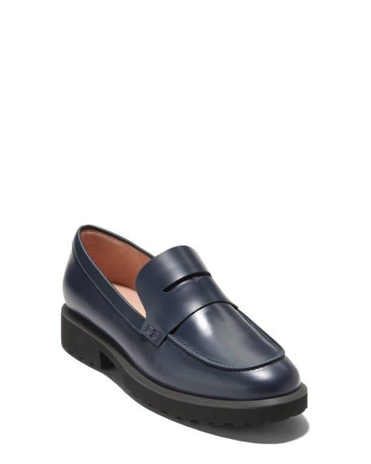 Cole Haan Blue Geneva Lug Sole Penny Loafer