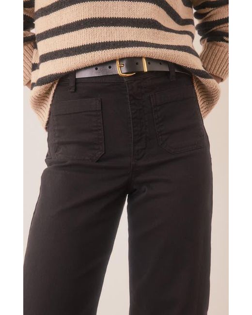 Marine Layer Black Bridget Cotton High Waist Wide Leg Crop Pants