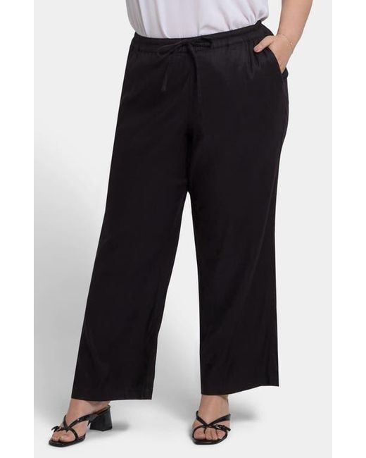 NYDJ Black Drawstring Relaxed Fit Linen Blend Pants