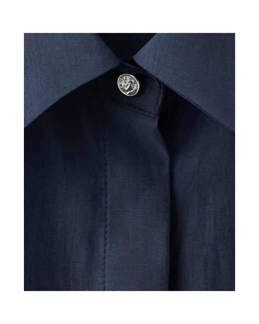Mango Blue Rhinestone Button-Up Shirt