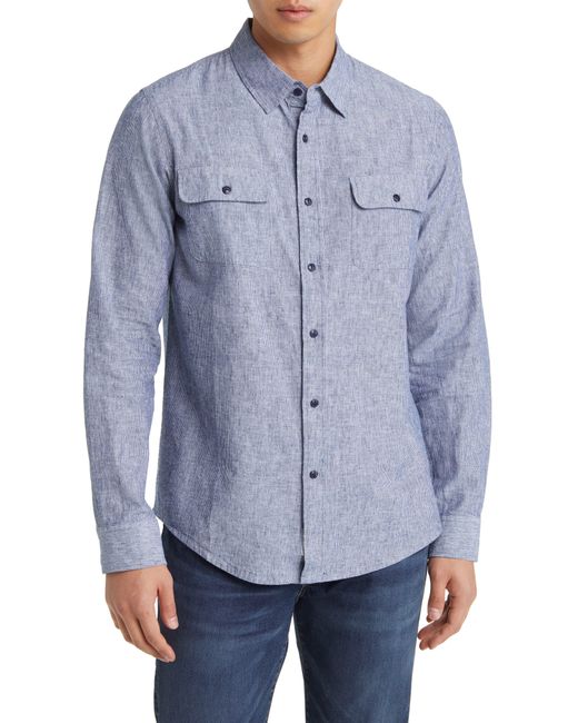 Schott Nyc Blue Fine Pattern Button-up Shirt for men
